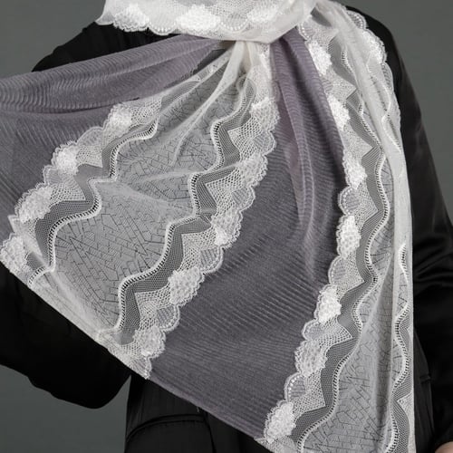 طرحة كشمير ناعم بشرحات دانتيل