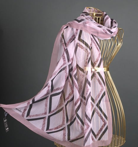 طرحة بوردن شال ناتورال منقوش