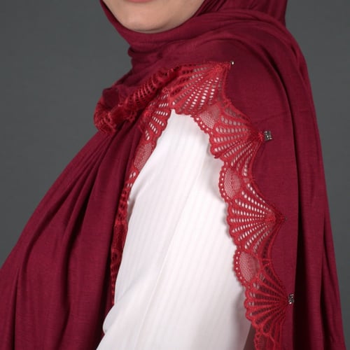 طرحة قطن كويتي بطرف دانتيل