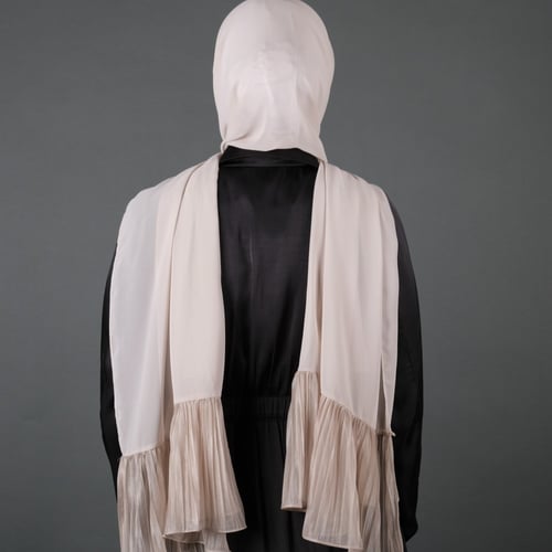 طرحة جوري شيفون بطرف بليسيه