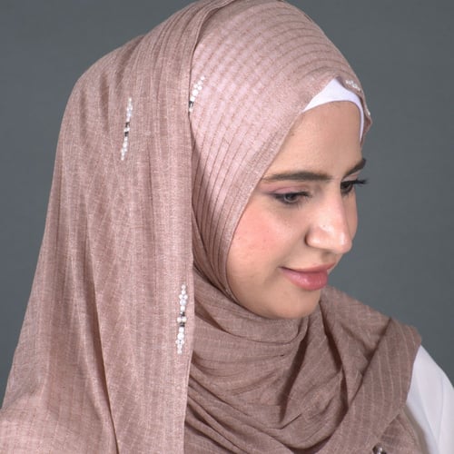 طرحة قطن خفيف مضلع بستراس