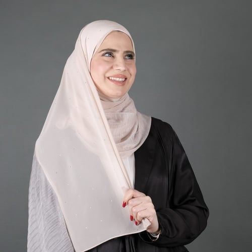 طرحة جوري نص شيفون بستراس و نص مكسر