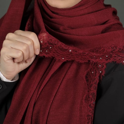 طرحة جوري شاش ودانتيل