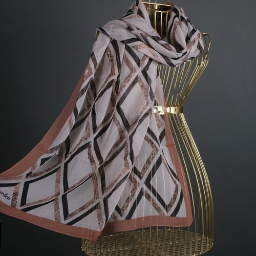 طرحة بوردن شال ناتورال منقوش