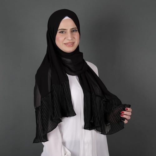 طرحة جوري شيفون بطرف بليسيه