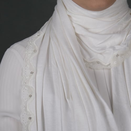 طرحة قطن كويتي بدانتيل رفيع