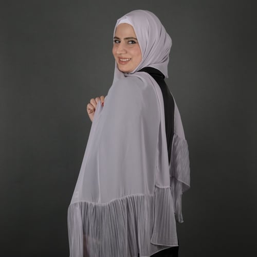 طرحة جوري شيفون بطرف بليسيه