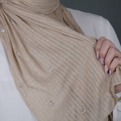 طرحة كويتي قطن مضلع بستراس مربع