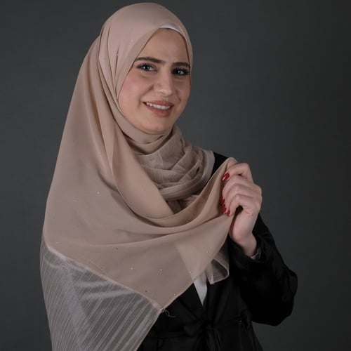 طرحة جوري نص شيفون بستراس و نص مكسر