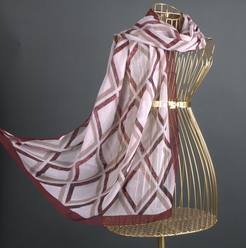 طرحة بوردن شال ناتورال منقوش