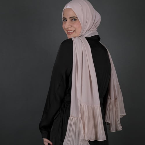 طرحة جوري شيفون بطرف بليسيه