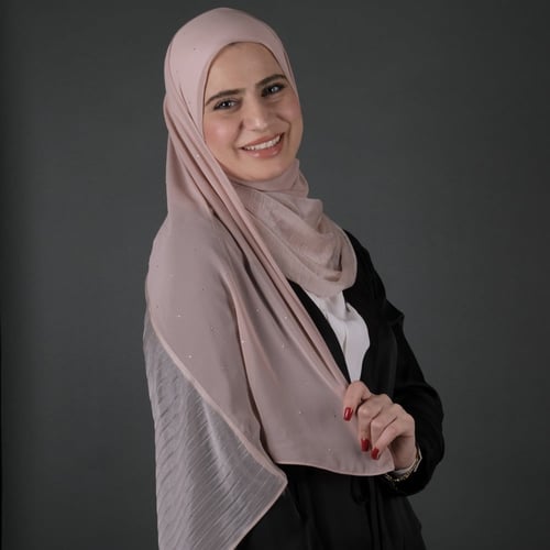 طرحة جوري نص شيفون بستراس و نص مكسر