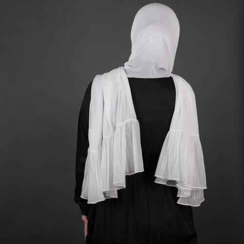 طرحة جوري شيفون بطرف بليسيه