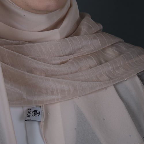 طرحة جوري نص شيفون بستراس و نص مكسر