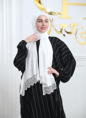 شرشف صلاة غنى حجاب فرسان مخطط طرحة بيضاء