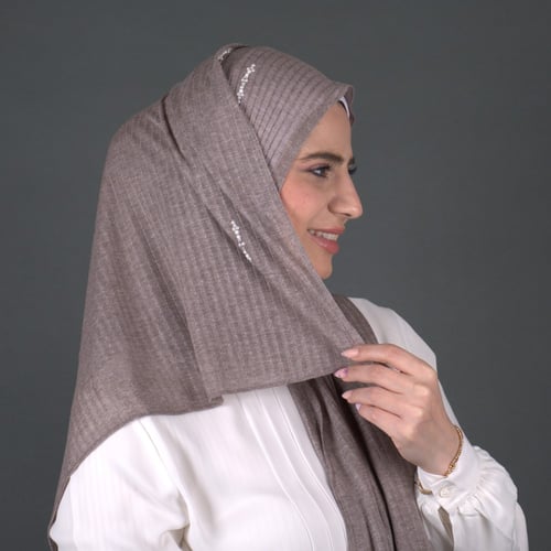 طرحة قطن خفيف مضلع بستراس