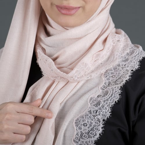 طرحة جوري شاش ودانتيل