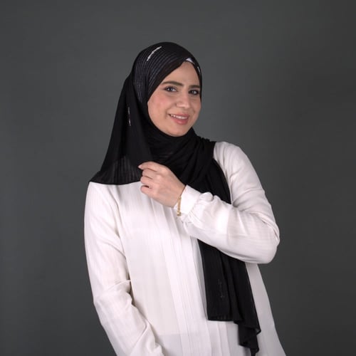 طرحة قطن خفيف مضلع بستراس