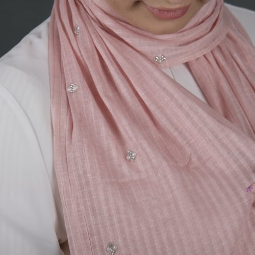 طرحة كويتي قطن مضلع بستراس مربع