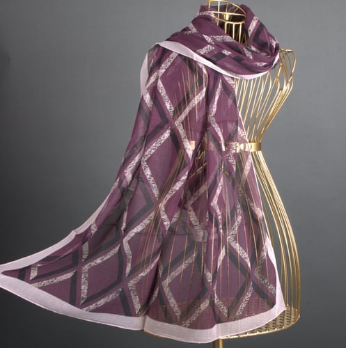 طرحة بوردن شال ناتورال منقوش