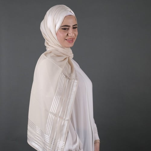 طرحة شيفون بوردن تركي مخطط