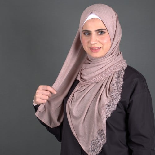 طرحة جوري شاش ودانتيل