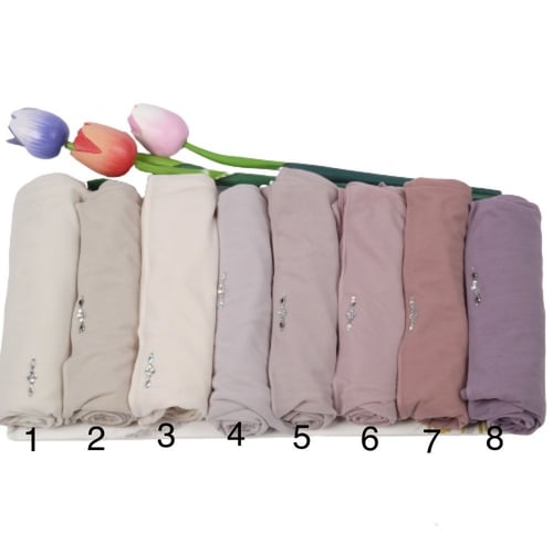 طرحة جوري شيفون فرنسي بستراس