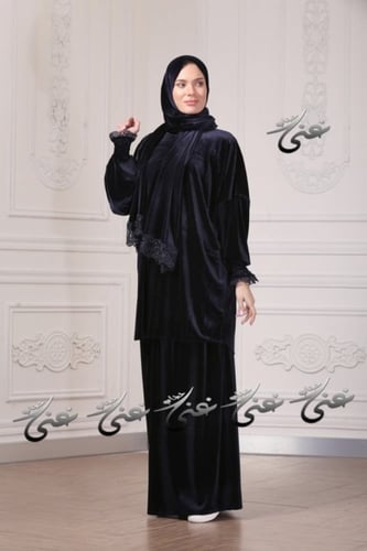 شرشف غنى حجاب قطعتين مخمل شتوي
