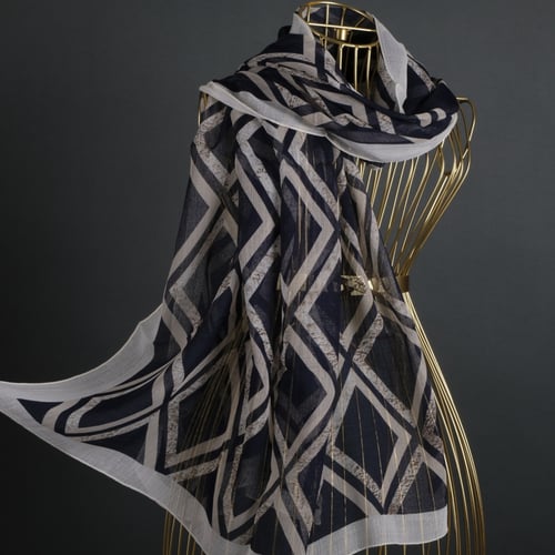 طرحة بوردن شال ناتورال منقوش