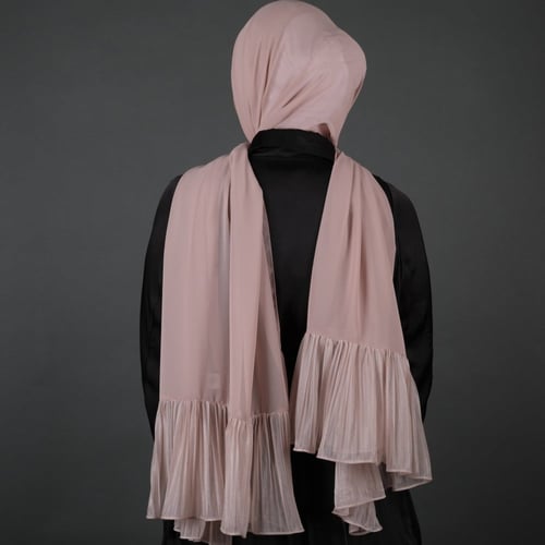 طرحة جوري شيفون بطرف بليسيه