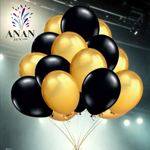 10 بلونات ذهبي واسود