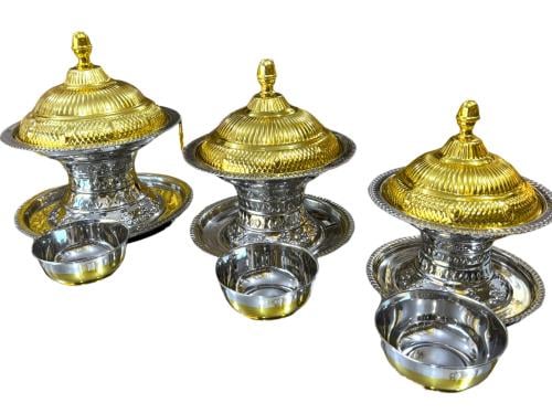 تمريات او مقاديع للتمر طقم 3 حبات الملكي ذهبي وفضي