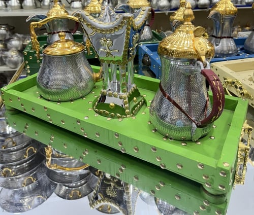 طوفرية + دلة + مبخر + إبريق المنيوم حب رمان