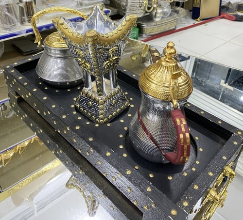 طوفرية + دلة + مبخر + إبريق المنيوم حب رمان