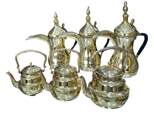 بكج الرسلان 3 دلال + 3 اباريق > نحاس الاصلي