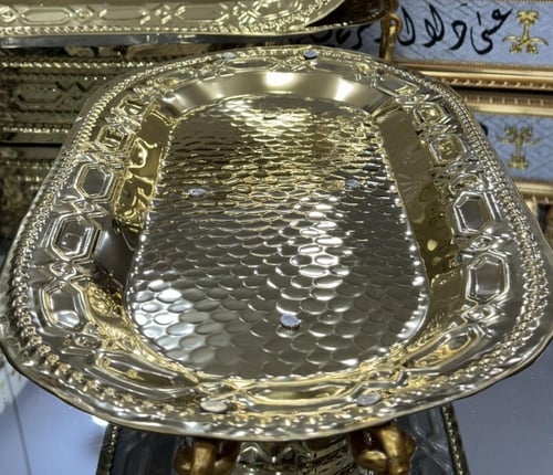 صينية التقديم الذهبي ( حلى - فواكه - تمر ) ستيل اص...