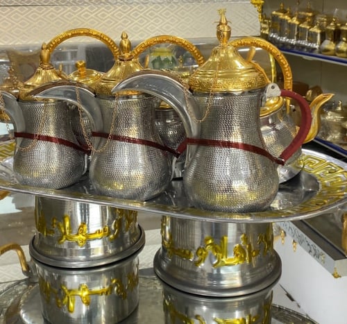 صينية الفواكه + 3 دلال + 3 اباريق ألمنيوم