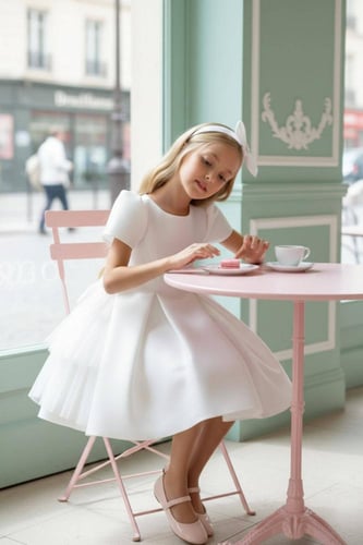 فستان ابيض مع كشكة تل جنب واحد