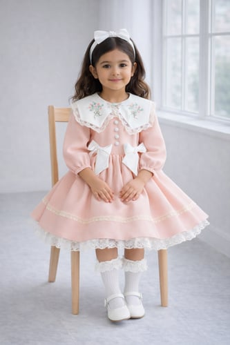 فستان بتطريز انيق ١-٧ سنوات