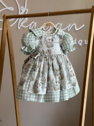 فستان الارنوب باللون الفستقي ١-٨ سنوات