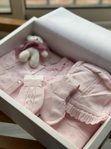 طقم حديثي الولاده بناتي ( وردي )