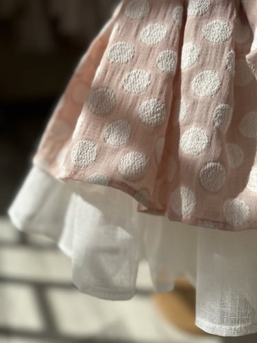 فستان وردي فرنسي ( طوق هدية )