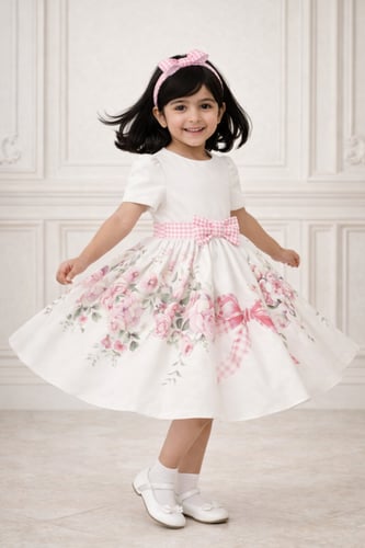 فستان ابيض مورد بوردي