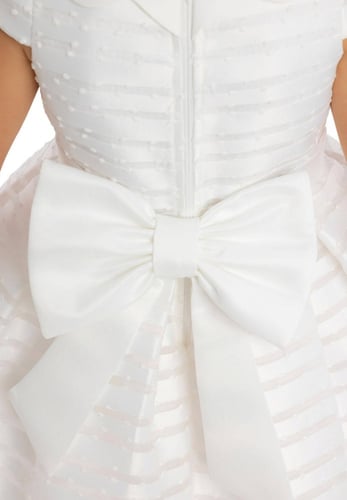 فستان مواليد ابيض مع ربطة شعر (٦ الى ٢٤ شهر )