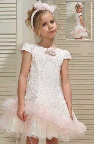 فستان وردي انيق 6-10 سنوات