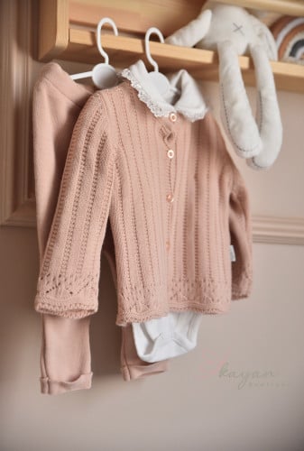 طقم تريكو 3قطع وردي غامق