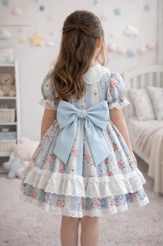 فستان باللون السماوي ١-٨ سنوات