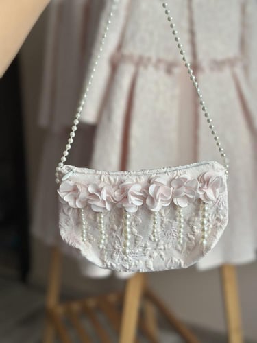 فستان وردي بقطعتين مع طوق شعر وشنطة ( ٦-١٠ سنوات )