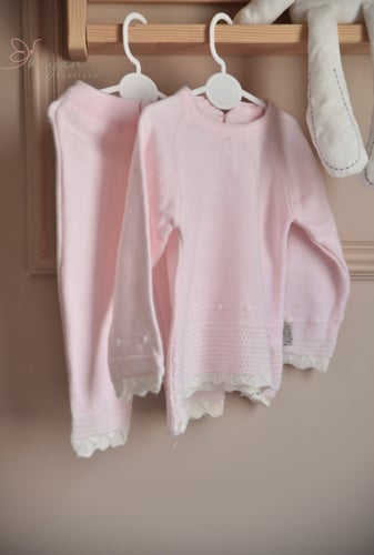 طقم تريكو 3قطع وردي غامق