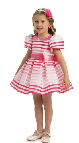 فستان فوشي مع ربطة شعر